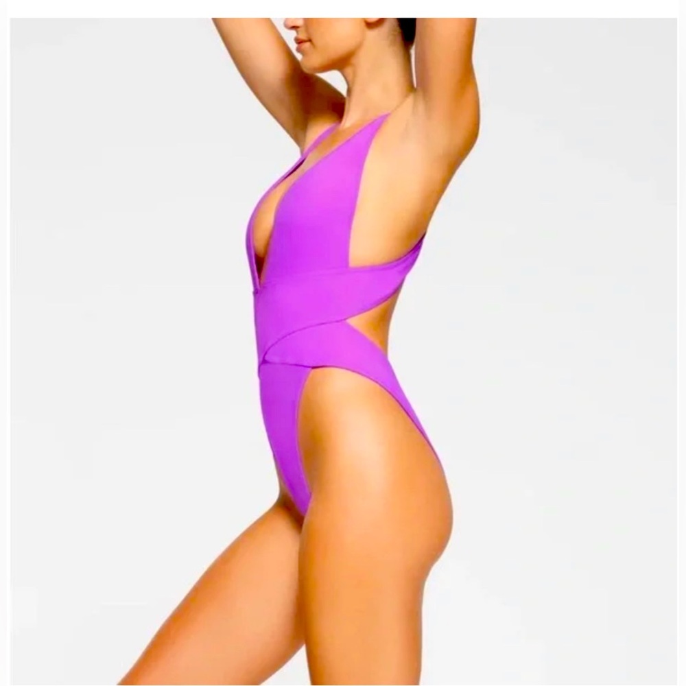 SKIMS Deep V One Piece Swimsuit Vibrant Purple 4X NWT Style No Tags - Picture 3 of 7